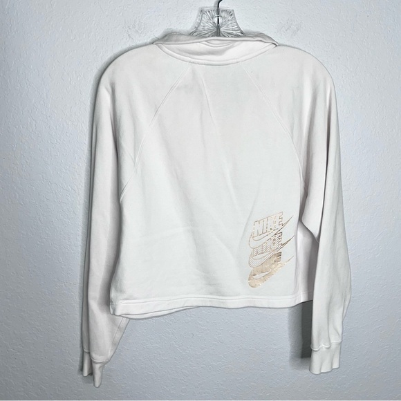 Nike Sweater Women Small Just Do It White Gold 1/2 Zip Crop Sweatshirt Athletic - Picture 4 of 7